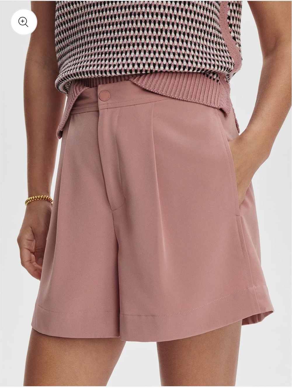 Varley Ash Rose High-Waist Pleated Shorts